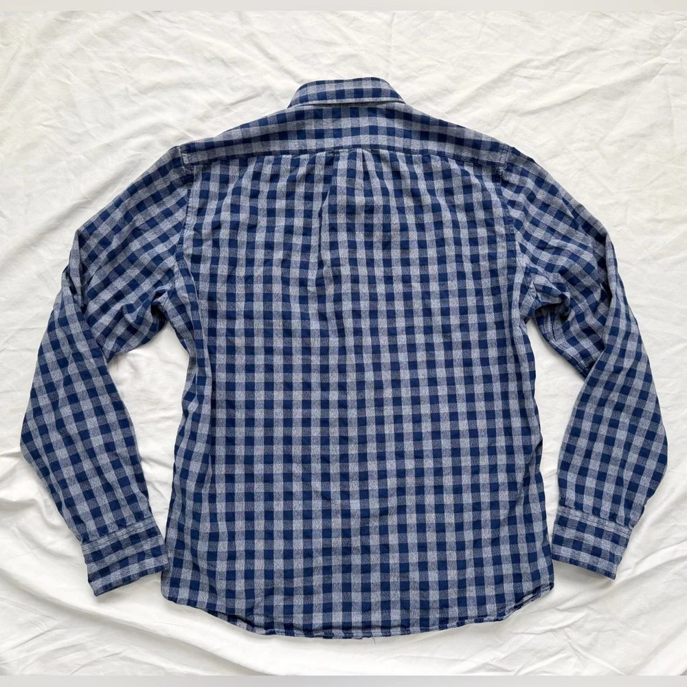 J. Crew Mens Checkered Button Long Sleeve Collar Shirt | Size M | Blue & Gray